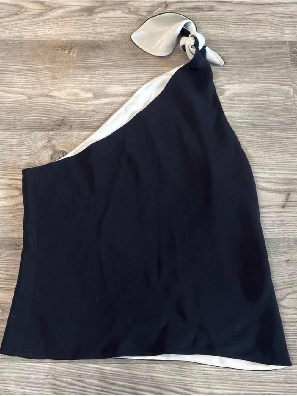One-Shoulder Black and White Dress